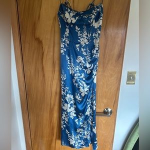 Reformation Blue Marguerite Silk Dress